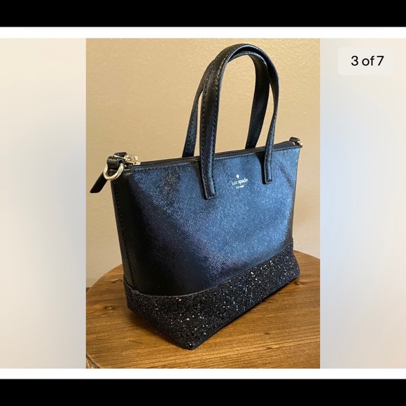 Kate Spade Greta Court In Black Glitter Satchel. - Picture 3 of 7